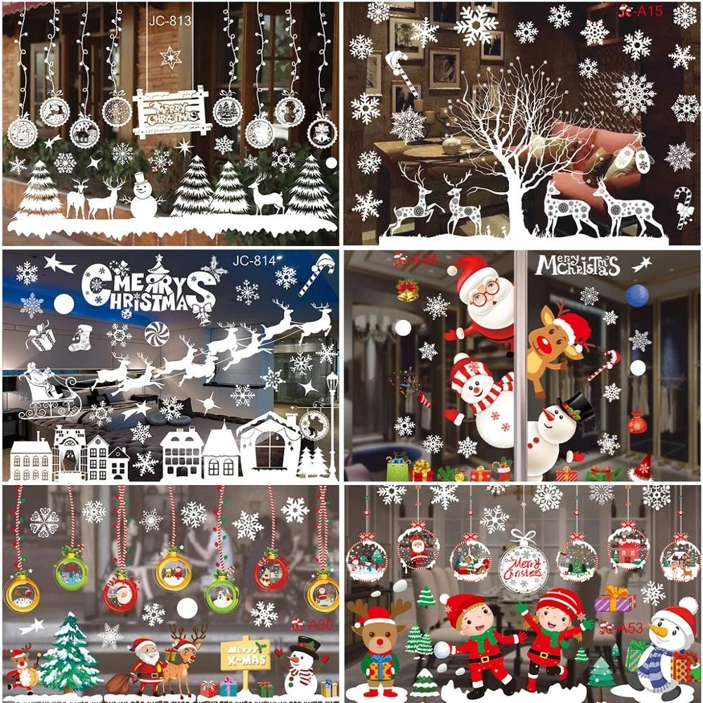 Christmas Window Stickers Merry Christmas Decorations For Home 2024 Christmas Wall Sticker Kids Wall Decals Happy New Year 2025 - Novo Fusion