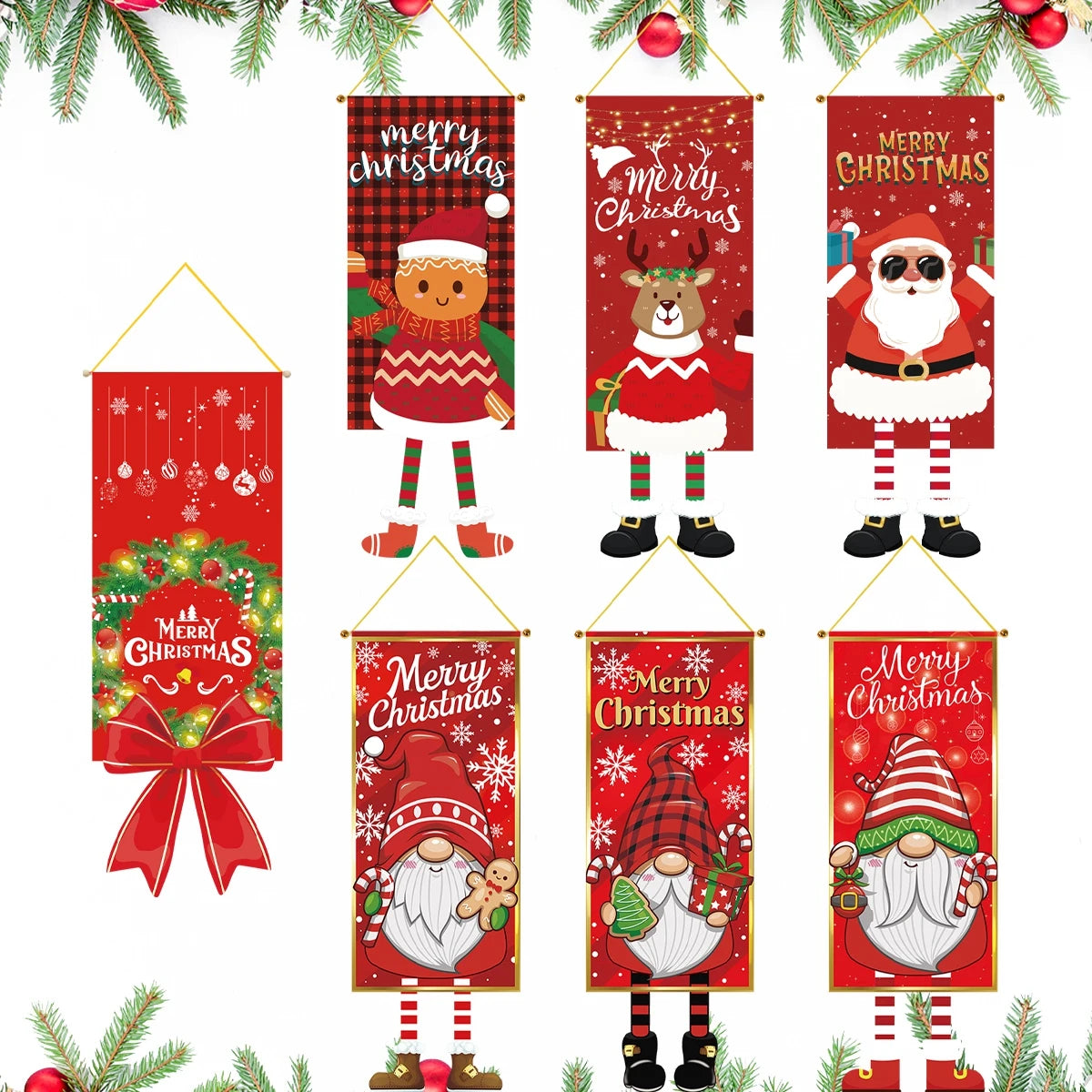 Santa Claus Hanging Flag Merry Christmas Decorations For Home 2024 Christmas Ornaments Navidad Natal Xmas New Year Gifts 2025 - Novo Fusion