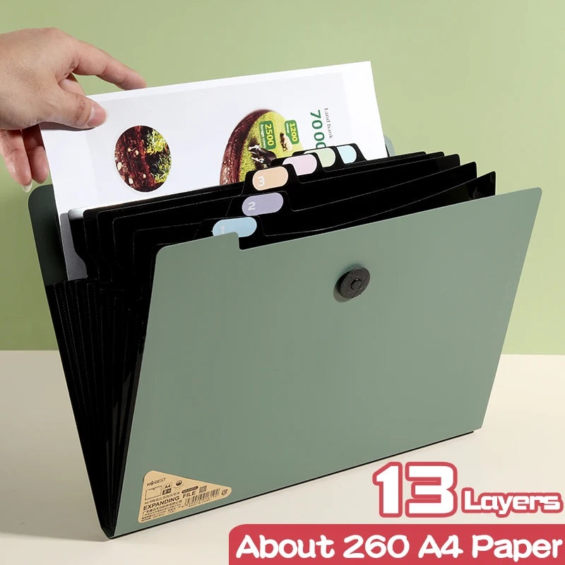 5/8/13 Layers A4 File Folder Storage Bag Test Paper Desktop Tool School Stationery Office Supplies - Novo Fusion