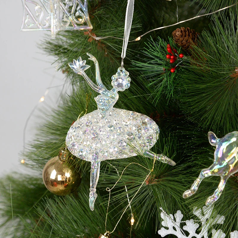 Acrylic Christmas Tree Hanging Ornaments Elk Angel Doll Bell Pendant 2023 Merry Christmas Decoration for Home Xmas New Year 2024 - Novo Fusion