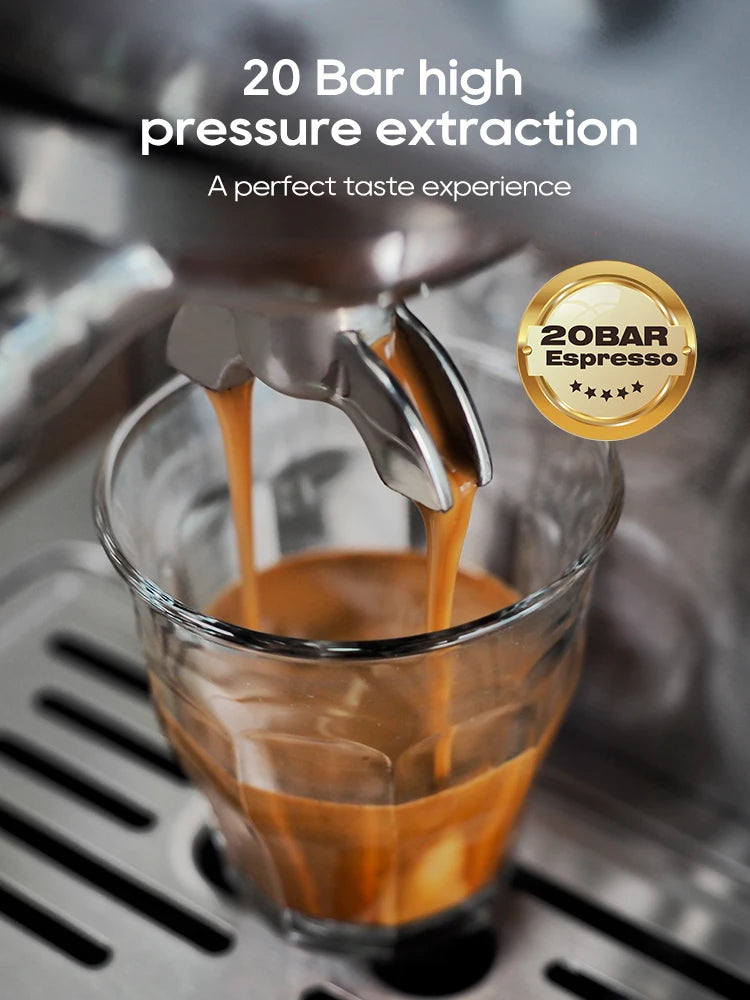 HiBREW 20Bar Semi Automatic Espresso Coffee Machine Temperature Adjustable 58mm Portafilter Cold/Hot Coffee Maker Metal CaseH10A - Novo Fusion