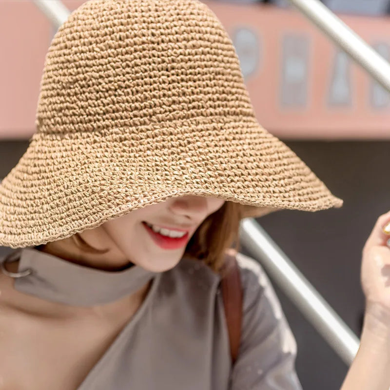 Summer Fashion Women Straw Hat Lady Summer Sun Hat Visor Cap Panama Style Bucket Cap Strawhat Beach Hat Femme Shade Hat - Novo Fusion