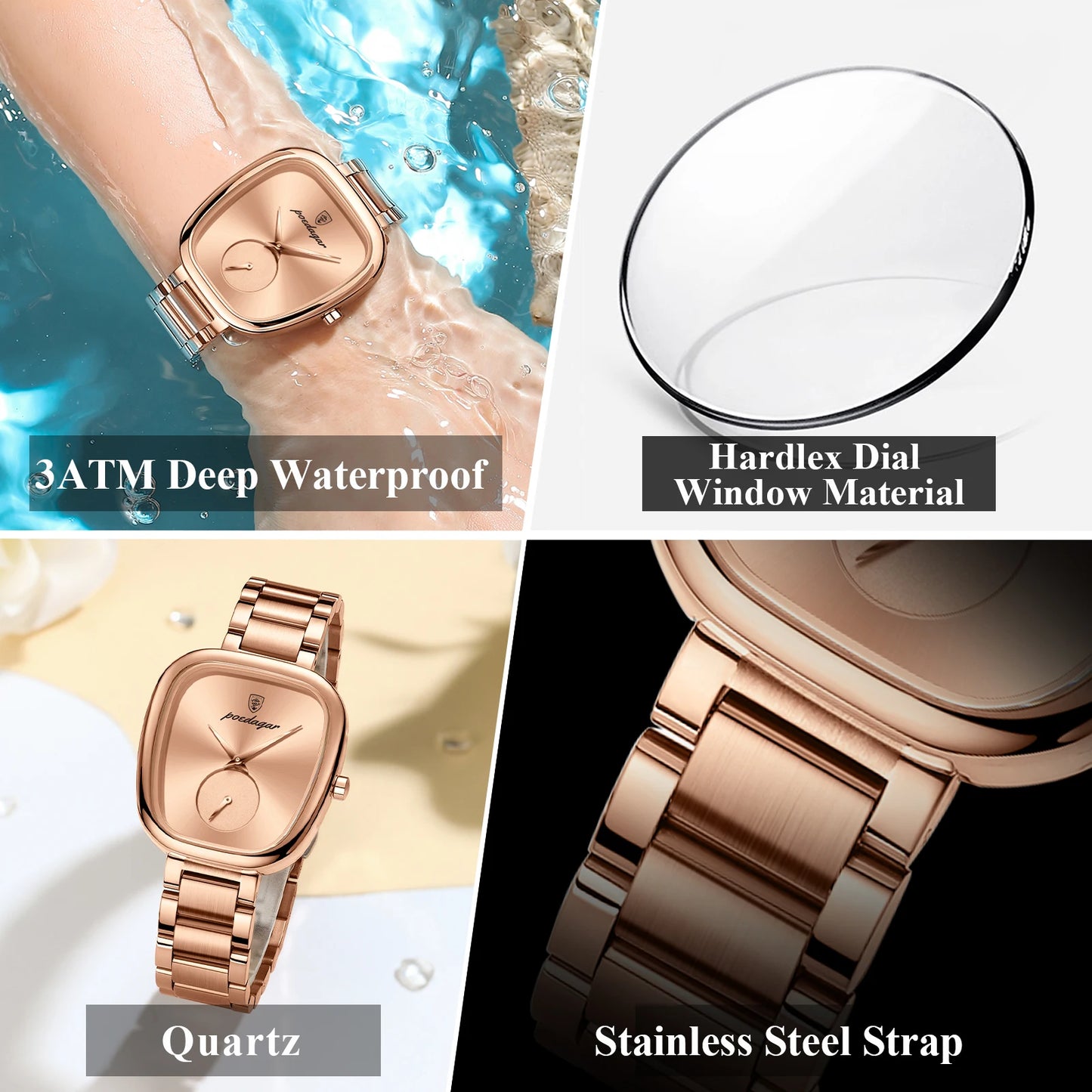 POEDAGAR Luxury Watch for Woman Waterproof Stainless Steel Quartz Ladies Watch High Quality Women's Watches Elegant Female Clock - Novo Fusion
