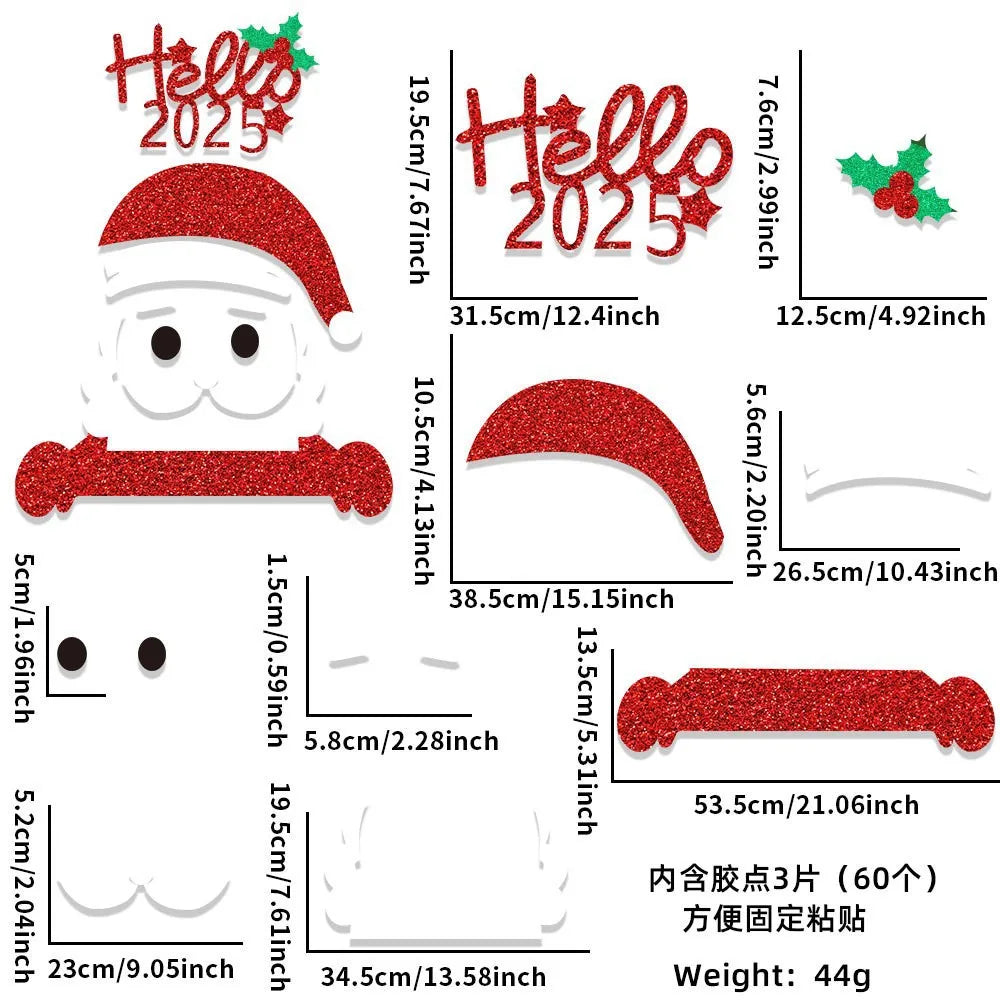 Christmas Door Window Stickers Felt Cloth Snowman Santa Claus Elk Wall Sticker Christmas Home Decoration Happy New Year 2024 - Novo Fusion