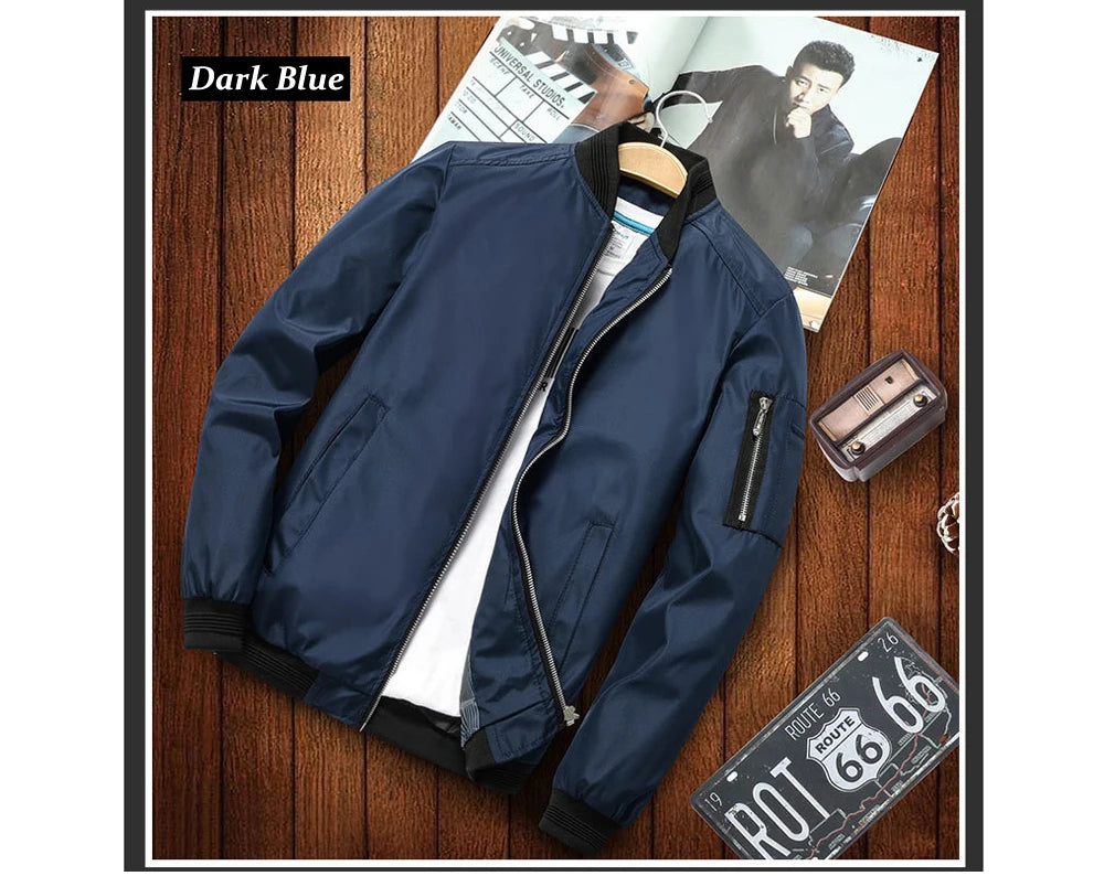 Spring Autumn Men's Bomber Jacket Casual Lightweight Jacket For Men Sports Windbreaker Zip Up Coat with Pockets Clothing - Novo Fusion
