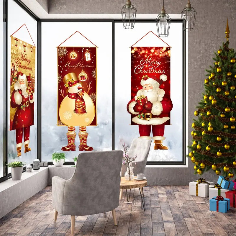 Santa Claus Hanging Flag Merry Christmas Decorations For Home 2024 Christmas Ornaments Navidad Natal Xmas New Year Gifts 2025 - Novo Fusion