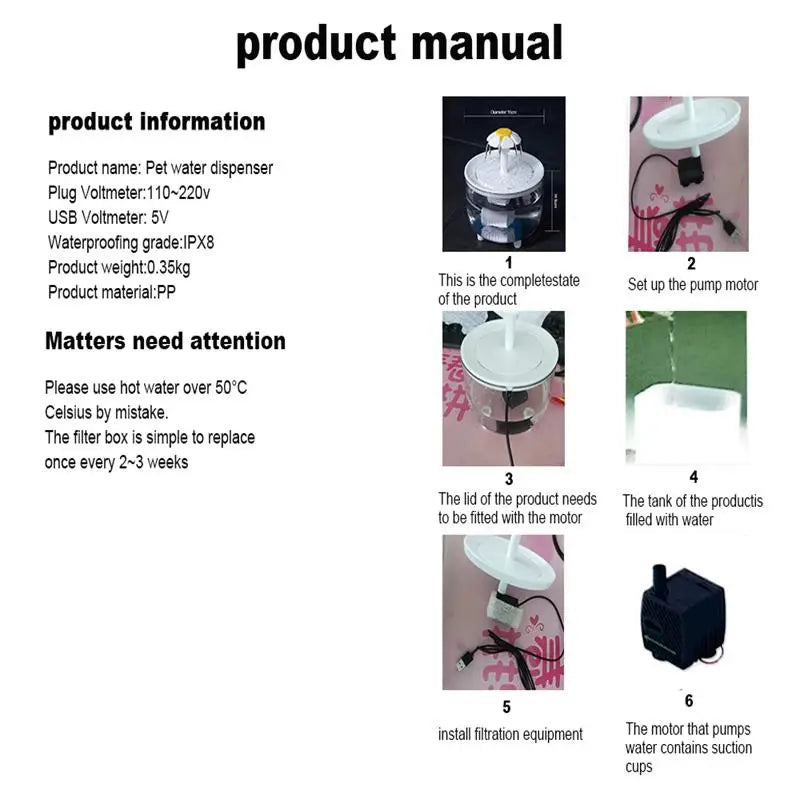 Cat Water Fountain Auto Filter Transparent Cat Drinker USB Electric Mute Recirculate Filtering Drinker for Cats Water Dispenser - Novo Fusion