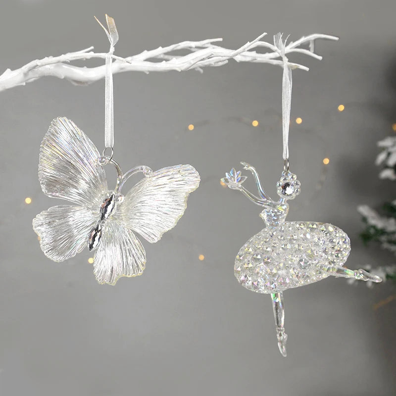 Acrylic Christmas Tree Hanging Ornaments Elk Angel Doll Bell Pendant 2023 Merry Christmas Decoration for Home Xmas New Year 2024 - Novo Fusion
