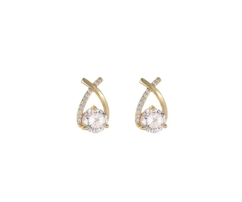 SKEDS Fashion Cross Stud Earrings For Women Girls Korean Style Elegant Crystal Jewelry Ear Rings Fishtail Lady Earrings Gift - Novo Fusion
