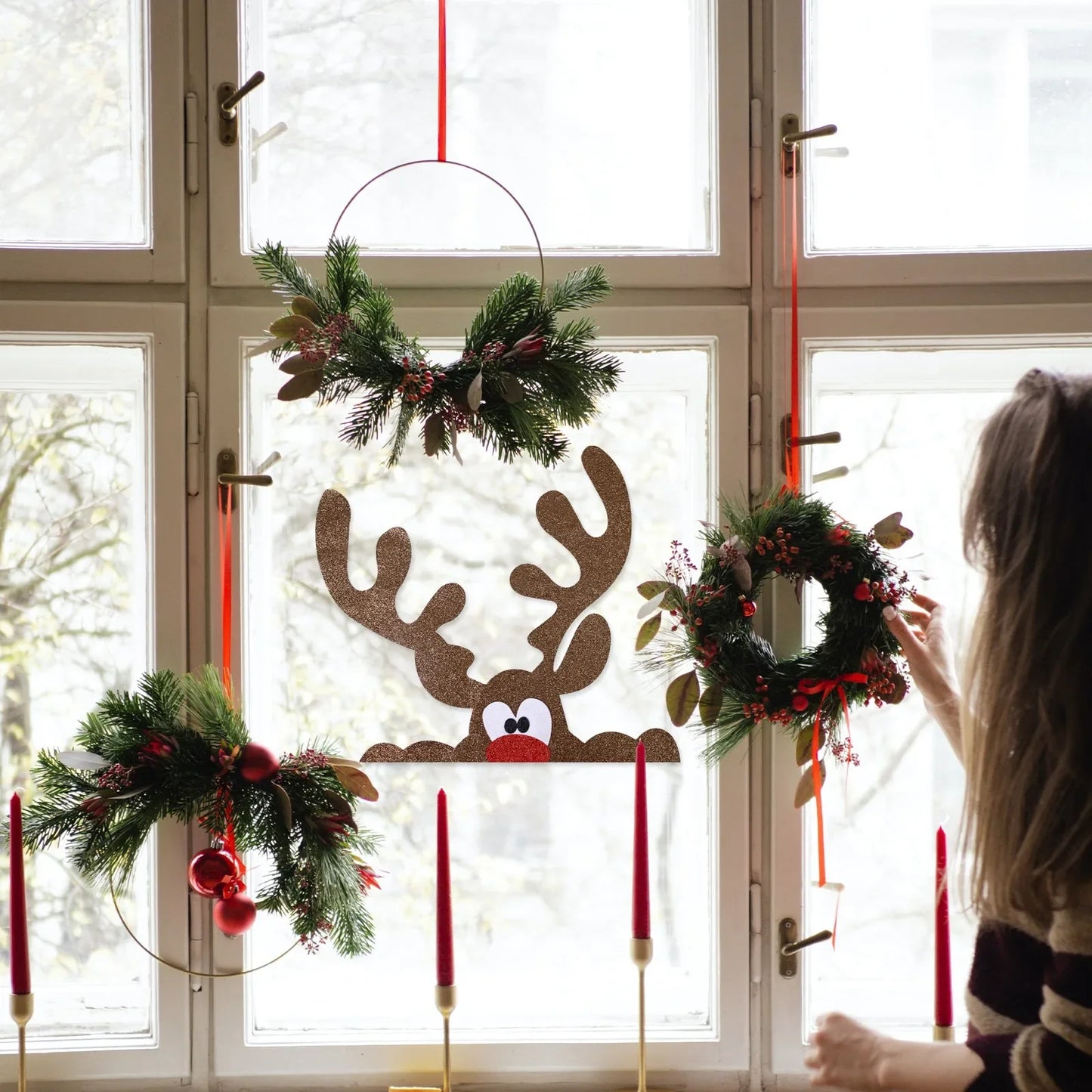 Christmas Door Window Stickers Felt Cloth Snowman Santa Claus Elk Wall Sticker Christmas Home Decoration Happy New Year 2024 - Novo Fusion