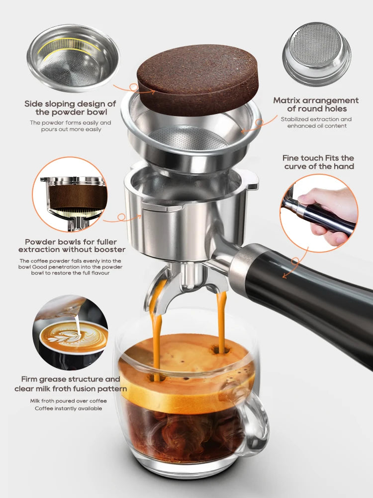 HiBREW 20Bar Semi Automatic Espresso Coffee Machine Temperature Adjustable 58mm Portafilter Cold/Hot Coffee Maker Metal CaseH10A - Novo Fusion