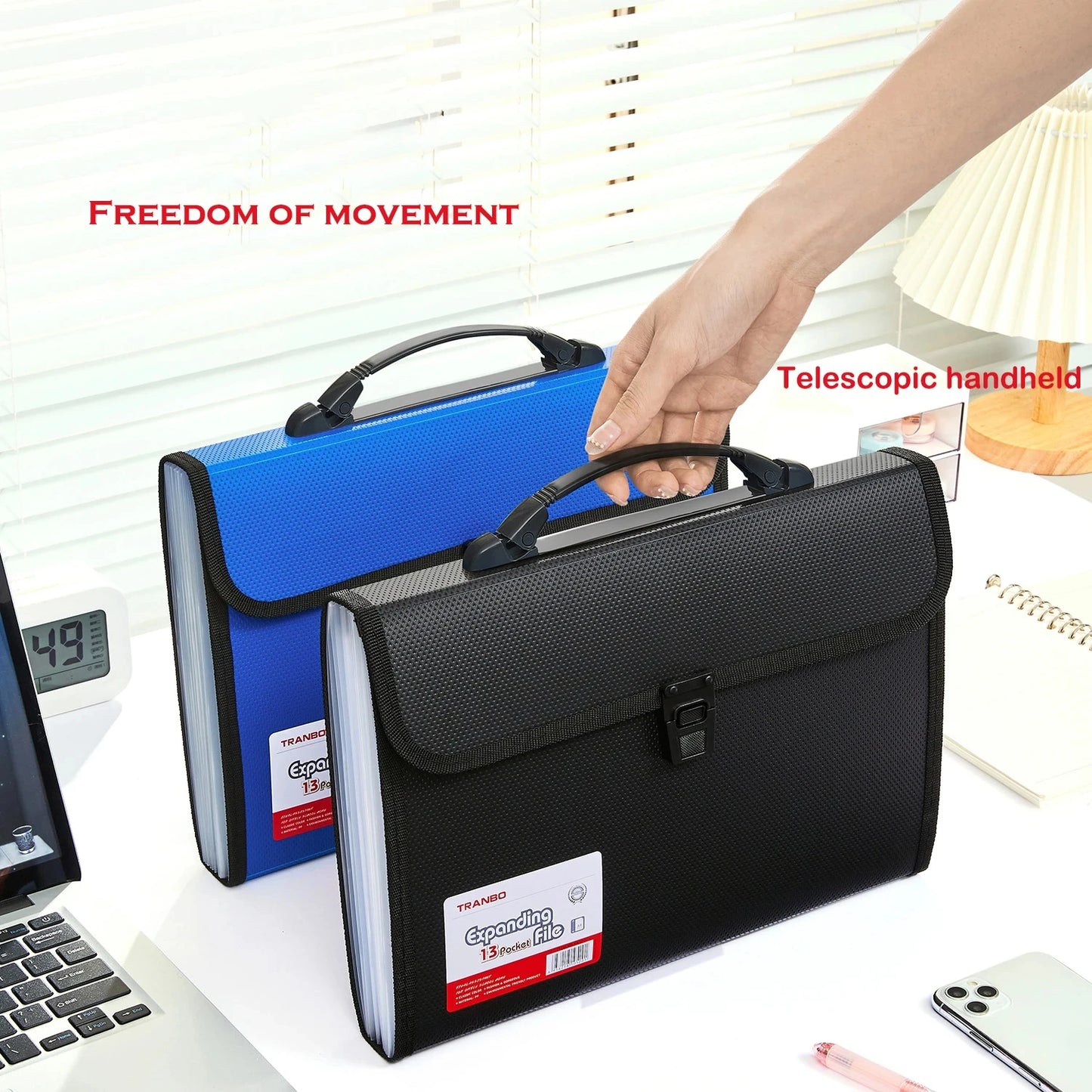 A4 Portable Folder Storage Bag 13 Pocket Accordion Bag Information Test Paper File Bag Office Document Organization File Folder - Novo Fusion