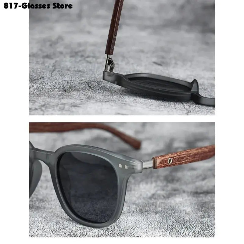 Sunglasses for Men Women's Trendy Retro Wood Grain Polarized UV Protection Eyewear Cycling Outdoor Street Photography - Novo Fusion