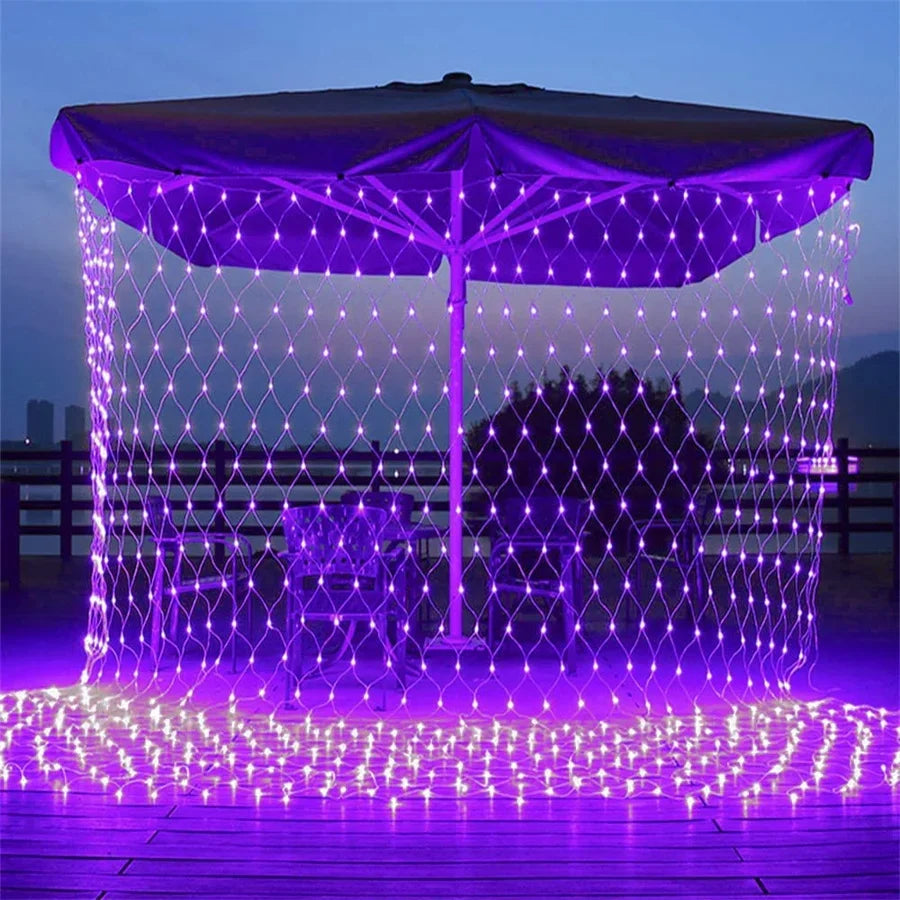 Halloween purple LED Net Mesh Fairy String Light Garland Window Curtain Christmas Fairy Light Wedding Party Garland Light - Novo Fusion