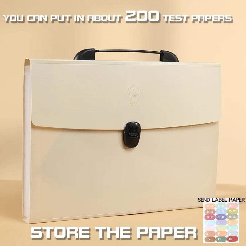 A4 File Folder 13 Layers OG Fashion Storage Bag Test Paper Desktop Tool School Stationery Office Supplies - Novo Fusion