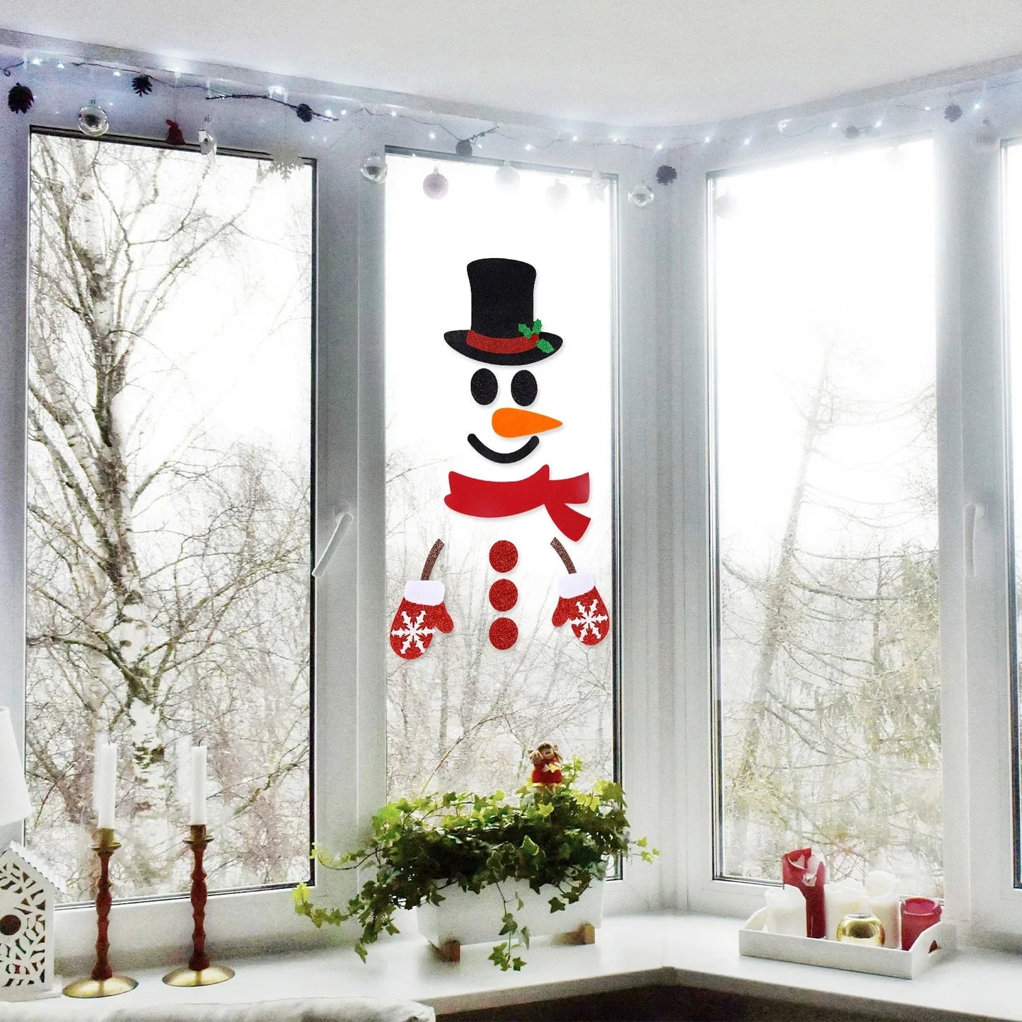 Christmas Door Window Stickers Felt Cloth Snowman Santa Claus Elk Wall Sticker Christmas Home Decoration Happy New Year 2024 - Novo Fusion
