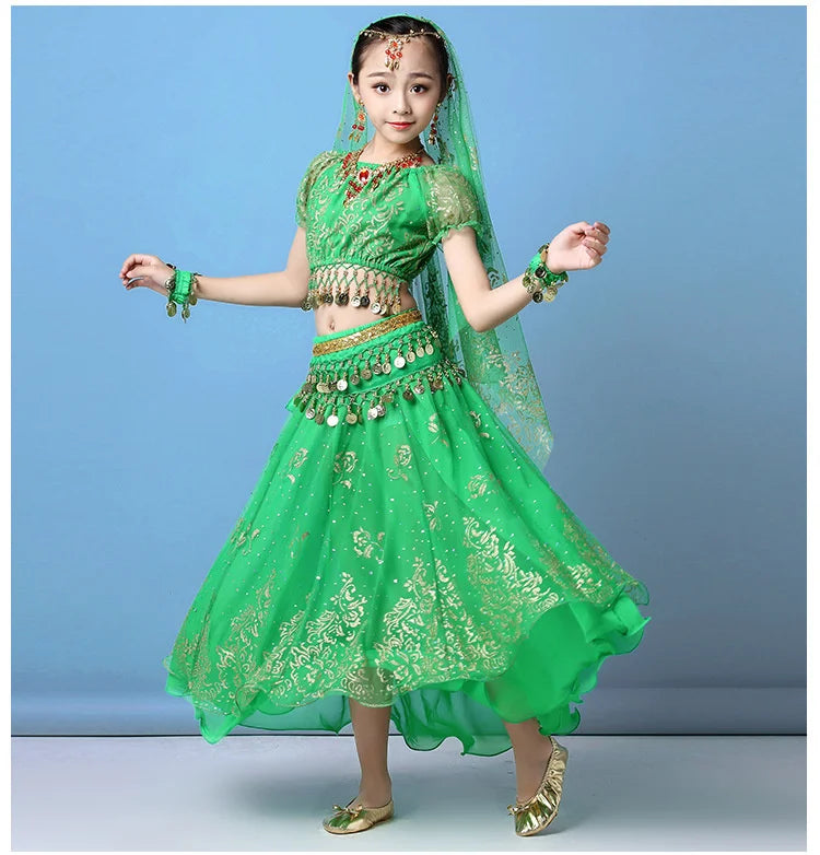 4pcs/set New Kids Belly Dance Costume Set Oriental Indian Dancing Costumes Belly Dance Wear Dress Indian Clothes for Girls Novo Fusion - Chic Essentials for Life's Canvas