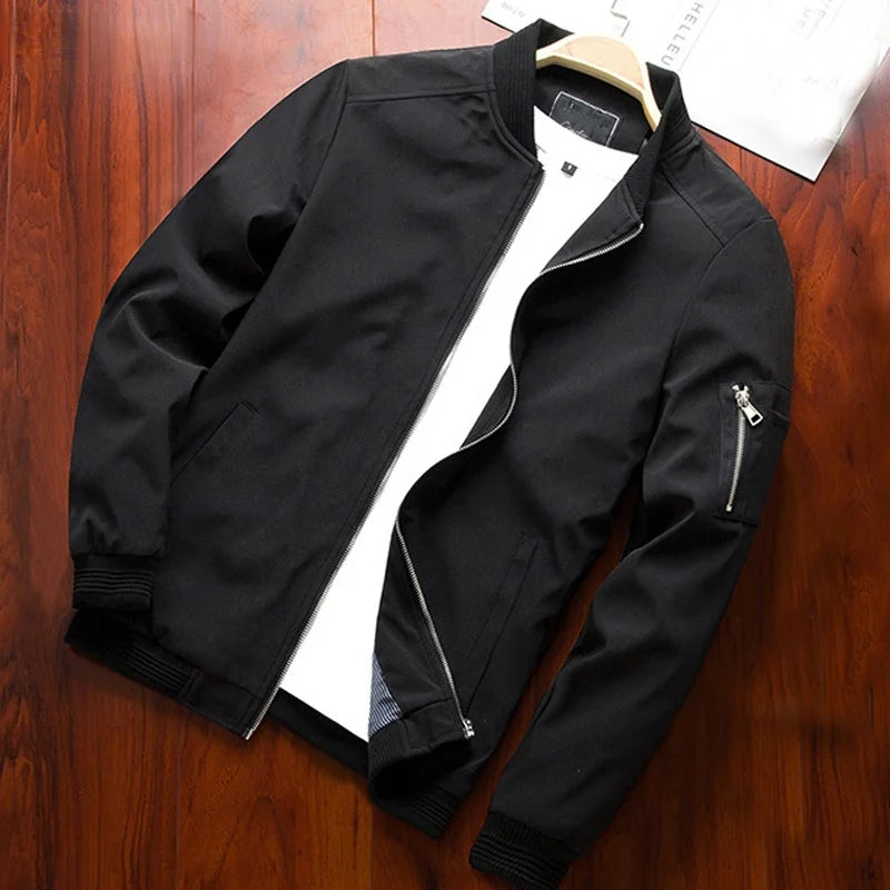 Men Bomber Jacket Thin Slim Long Sleeve baseball Jackets Mens Windbreaker Zipper Windbreaker Jacket Male Outwear Brand Clothing - Novo Fusion
