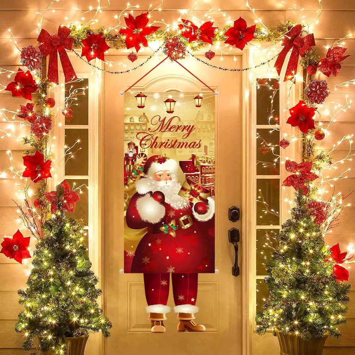 Santa Claus Hanging Flag Merry Christmas Decorations For Home 2024 Christmas Ornaments Navidad Natal Xmas New Year Gifts 2025 - Novo Fusion