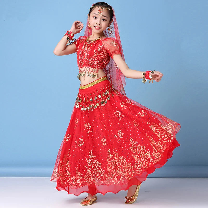 4pcs/set New Kids Belly Dance Costume Set Oriental Indian Dancing Costumes Belly Dance Wear Dress Indian Clothes for Girls Novo Fusion - Chic Essentials for Life's Canvas