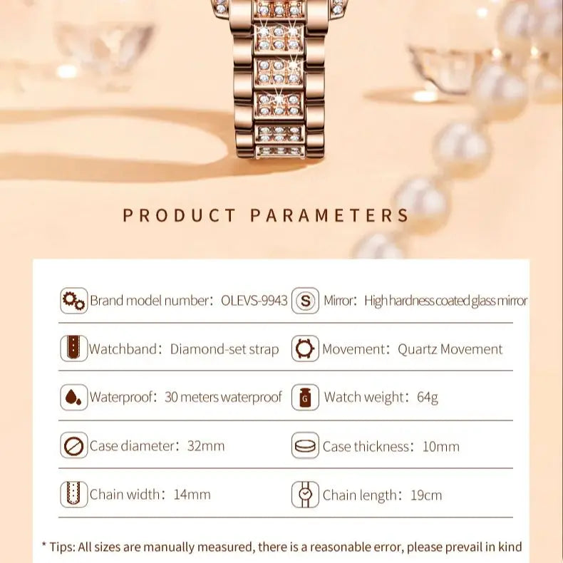 OLEVS 9943 Original Diamond Watch for Women Luxury Elegant Stainless steel Waterproof Quartz Wristwatch Fashion Ladies' Watches - Novo Fusion