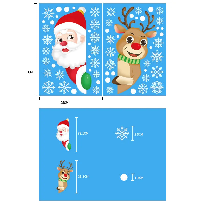 Christmas Window Stickers Santa Claus Snowflake DIY Wall Decal 2023 Christmas Decorations For Home New Year Ornaments Gift 2024 - Novo Fusion