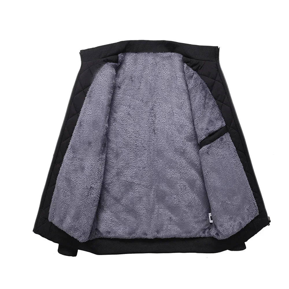 Brand New Slim Fit Coat Autumn Winter Bomber Jacket Men Diamond Pattern Fleece Lined Casual Jacket Men Fashion Clothing - Novo Fusion