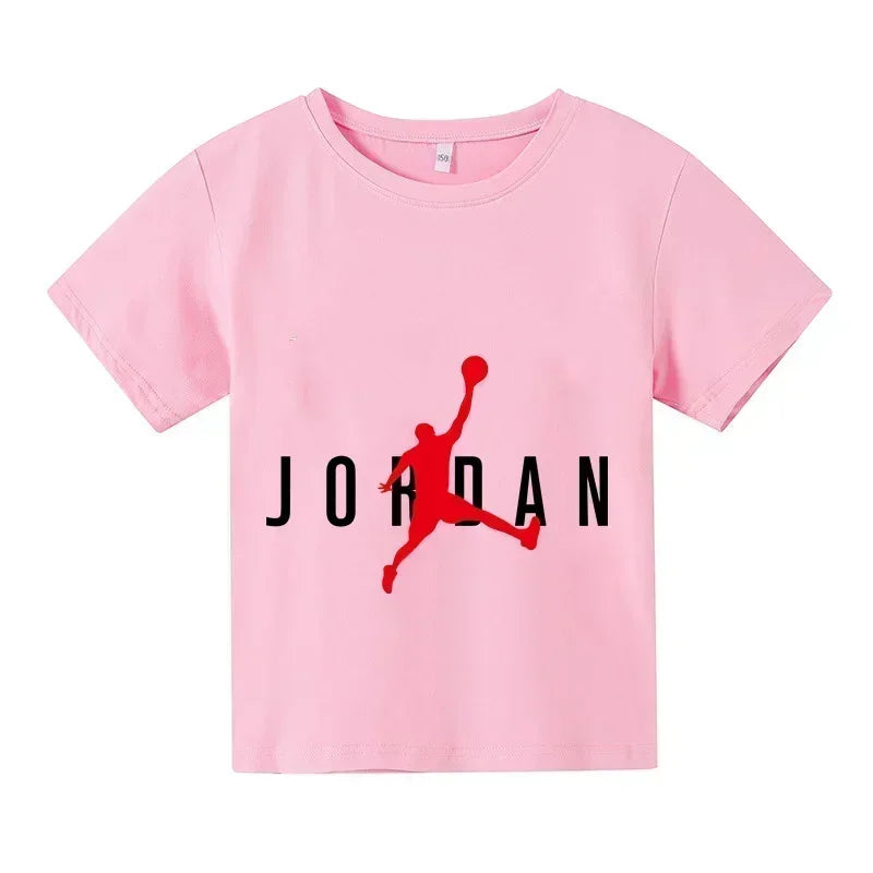 2024 Summer Cotton Kids Brand Sports Short Sleeve Kids Girls T-shirt Baby Boys Fashion Sports short sleeve - Novo Fusion