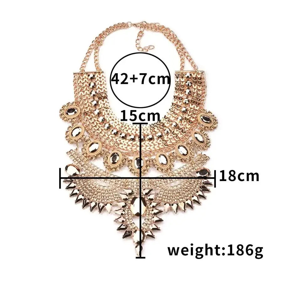 2024 New ZA Indian Ethnic Statement Big Necklaces Pendant Women Bohemian Vintage Maxi Long Large Collar Crystal Necklace Jewelry Novo Fusion - Chic Essentials for Life's Canvas