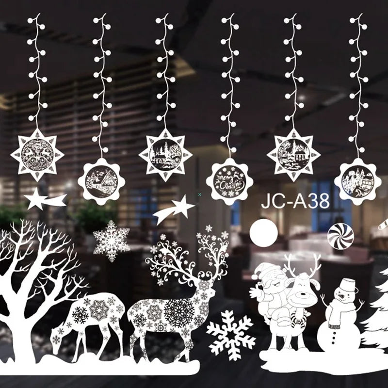 Christmas Window Stickers Merry Christmas Decorations For Home 2024 Christmas Wall Sticker Kids Wall Decals Happy New Year 2025 - Novo Fusion