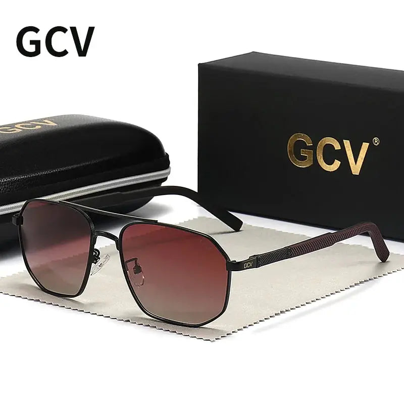 GCV 2021 Brand Classic Pilot Square Polarized Sunglasses Metal Frame Men's Driving Male Sun Glasses Eyewear UV Blocking Luxury - Novo Fusion