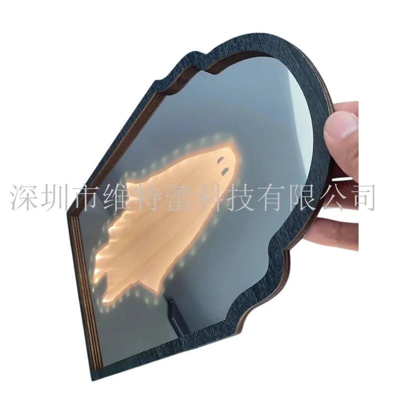 Halloween Ghost Hologram Mirror Scary Illusion LED Wall Decoration Haunted House Spooky Prank Ornament