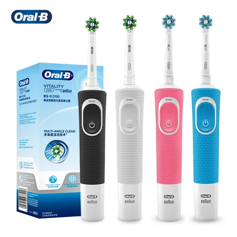 Oral B D100 Electric Toothbrush 2D Vitality Cleaning Teeth Brush Waterproof Electronic Teeth Brush Inductive Charger With Timer - Novo Fusion