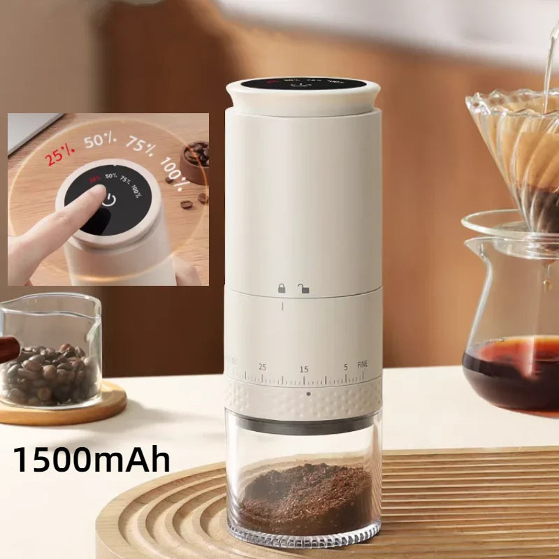 New 1500mAh Electric Coffee Grinder Externally Adjustable Type-C Charging Coffee Burr Grinder Bean Grinding Machine Coffee Maker - Novo Fusion