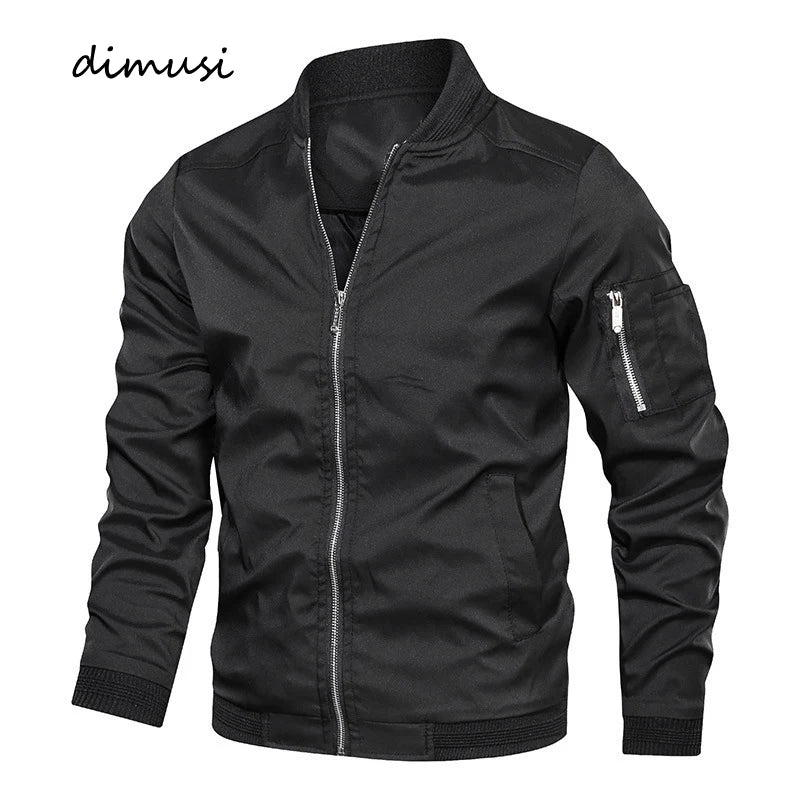 Spring Autumn Men's Bomber Jacket Casual Lightweight Jacket For Men Sports Windbreaker Zip Up Coat with Pockets Clothing - Novo Fusion