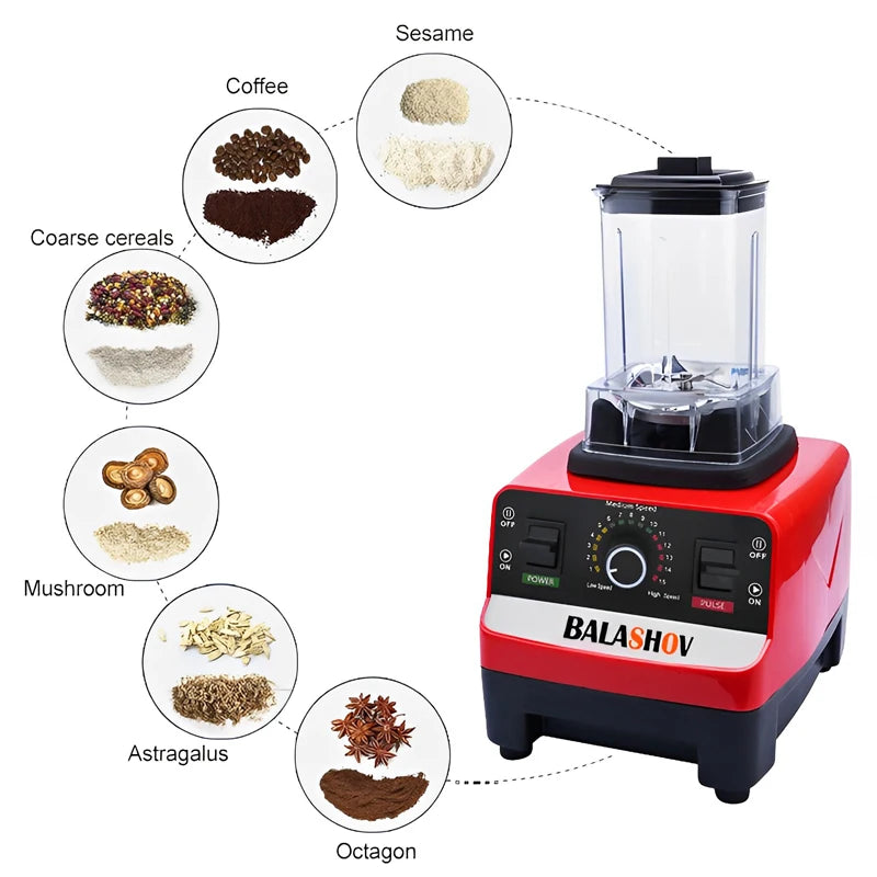 2000W Heavy Duty Commercial Blender Stationary Mixer Food Processor Ice Smoothies for Kitchen High Power Juicer Blender BPA Free - Novo Fusion
