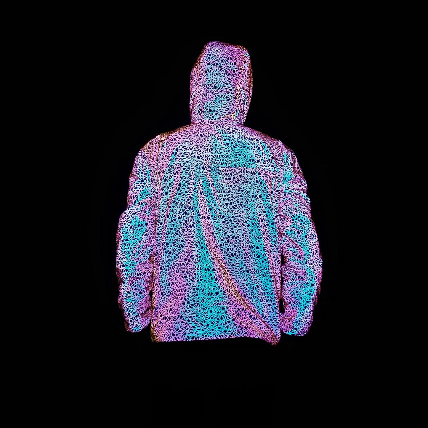 Autumn Winter Colorful Reflective Hooded Jacket Mens Harajuku Hip Hop Night Club Reflect Light Shiny Coats Windbreaker - Novo Fusion