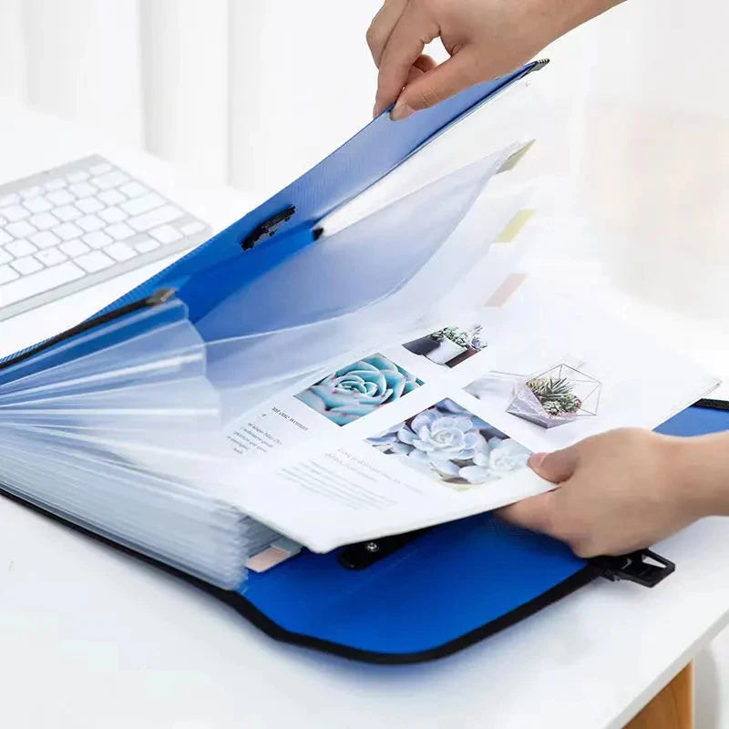 A4 Portable Folder Storage Bag 13 Pocket Accordion Bag Information Test Paper File Bag Office Document Organization File Folder - Novo Fusion