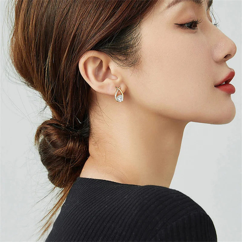 SKEDS Fashion Cross Stud Earrings For Women Girls Korean Style Elegant Crystal Jewelry Ear Rings Fishtail Lady Earrings Gift - Novo Fusion