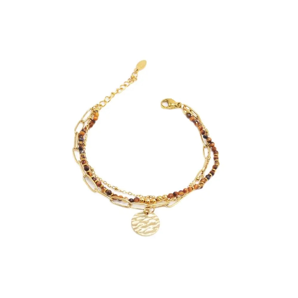 Bohemian Natural Stone Layered Bracelet for Women Gold Plated Stainless Steel Chain Bracelet Men Ladies Fashion jewelry Gifts - Novo Fusion