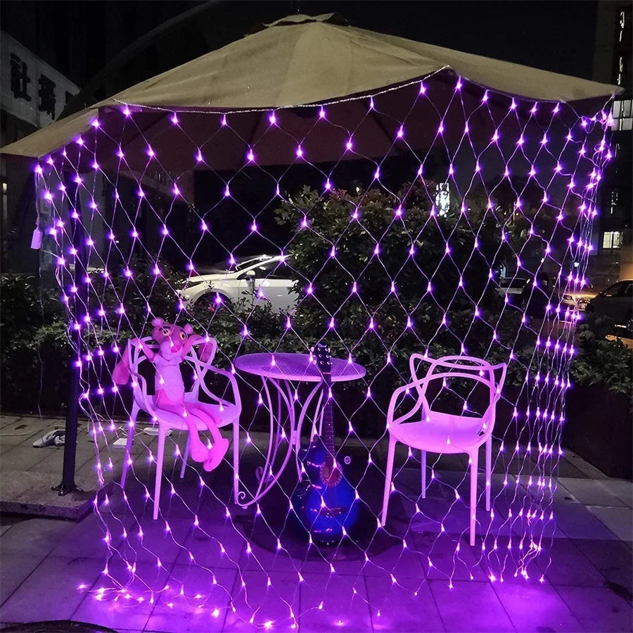 Halloween purple LED Net Mesh Fairy String Light Garland Window Curtain Christmas Fairy Light Wedding Party Garland Light - Novo Fusion