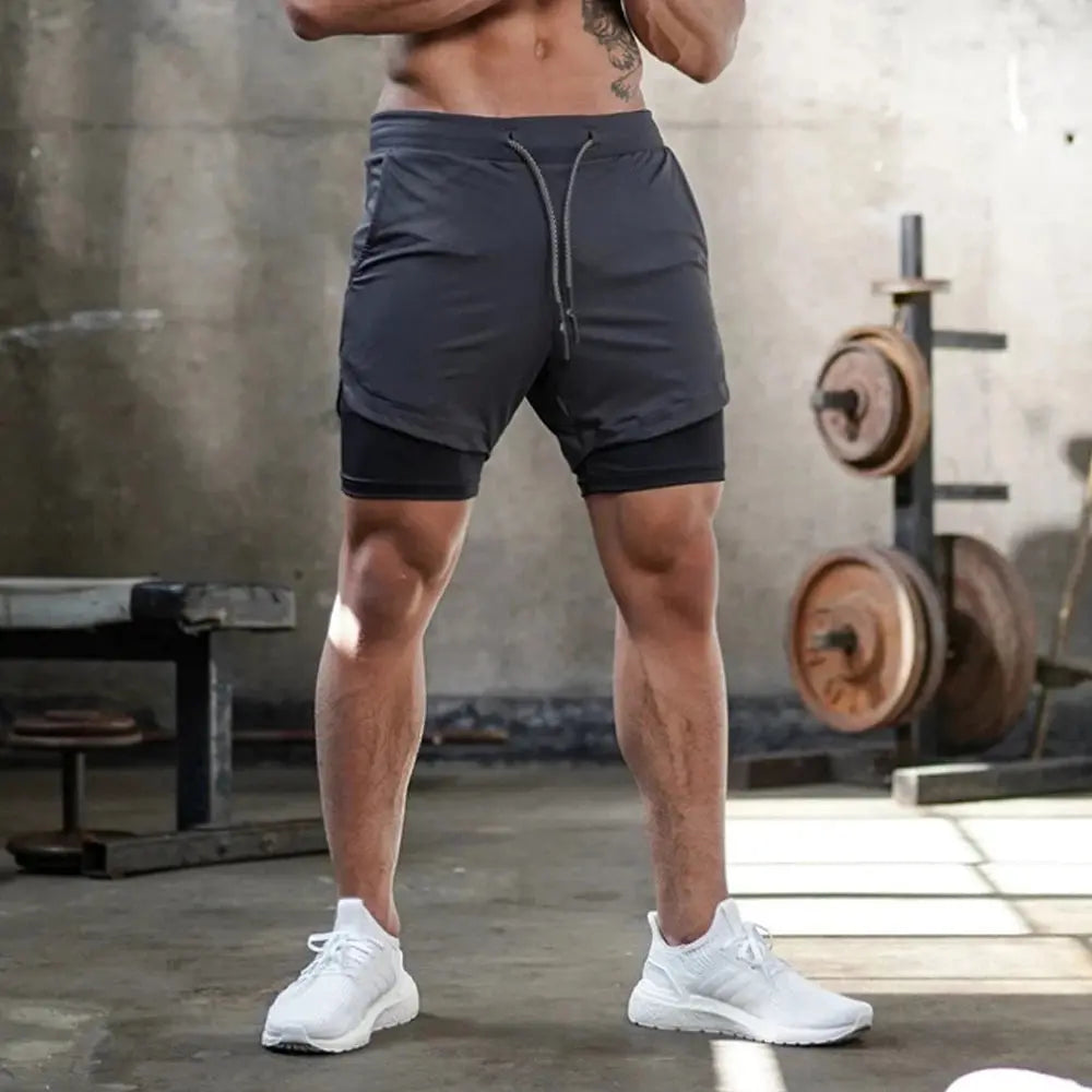Men's Sport Shorts cool Sportswear Double-deck Running Shorts Summer 2 In 1 Casual Bottoms Fitness Training Jogging Short Pants - Novo Fusion