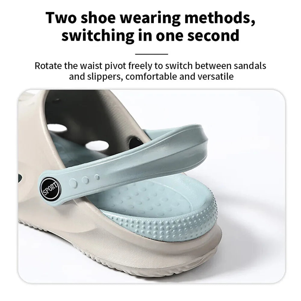 Summer Men's Sandals Clogs Thick Sole Slipper Waterproof Anti-Slip Sandals Flip Flops Non-slip Soft EVA Hole Shoes - Novo Fusion