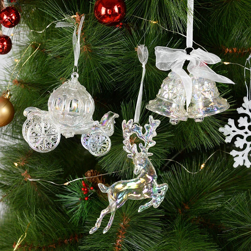Acrylic Christmas Tree Hanging Ornaments Elk Angel Doll Bell Pendant 2023 Merry Christmas Decoration for Home Xmas New Year 2024 - Novo Fusion