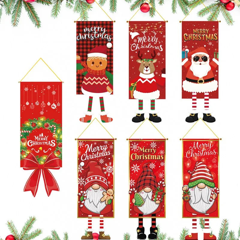 Santa Claus Hanging Flag Merry Christmas Decorations For Home 2024 Christmas Ornaments Navidad Natal Xmas New Year Gifts 2025 - Novo Fusion