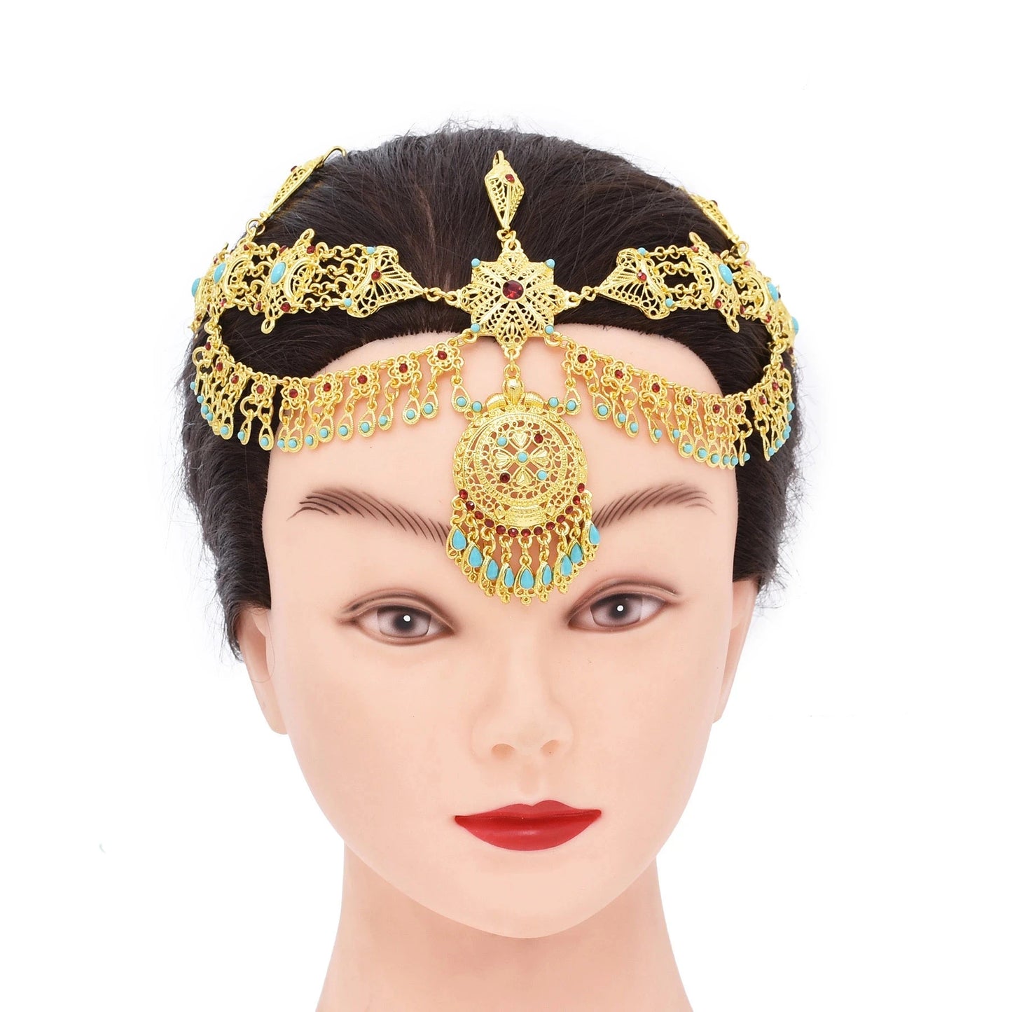 Golden Traditional Indian Ethnic Hair Accessories for Women Afghan Turkish Tribe Bride Wedding Head Chain Kurdish Female Jewelry Novo Fusion - Chic Essentials for Life's Canvas