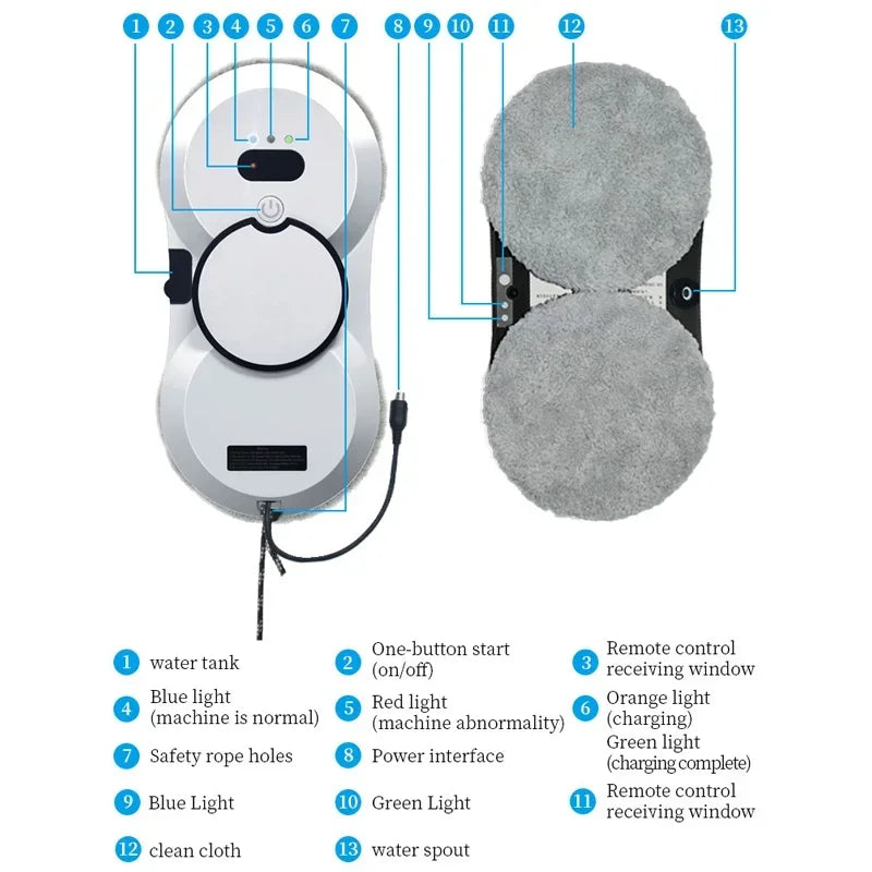 Window cleaning robot Water spray intelligent cleaning robot Brushless motor Glass washer spray window cleaning robot - Novo Fusion