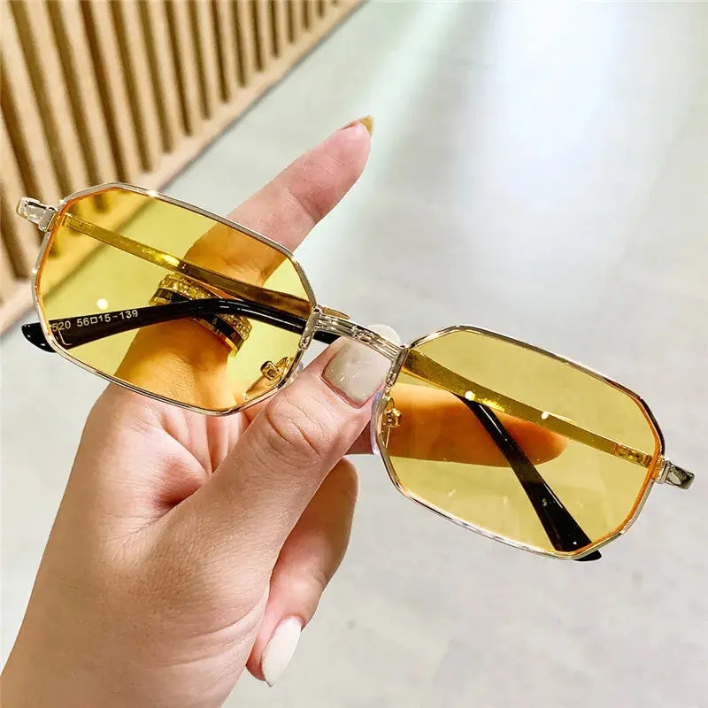 Narrow Men's Sunglasses Fashion Rectangle Women metal Luxury Brand Sun glasses 2021 Classic Oculos Masculino Glasses UV400 - Novo Fusion