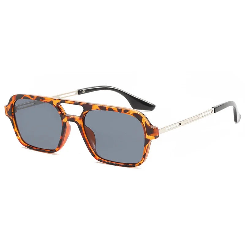 Small Frame Square Sunglasses Woman Brand Designer Fashion Luxury Sun Glasses Female Vintage Hollow Leopard Blue Oculos De Sol - Novo Fusion