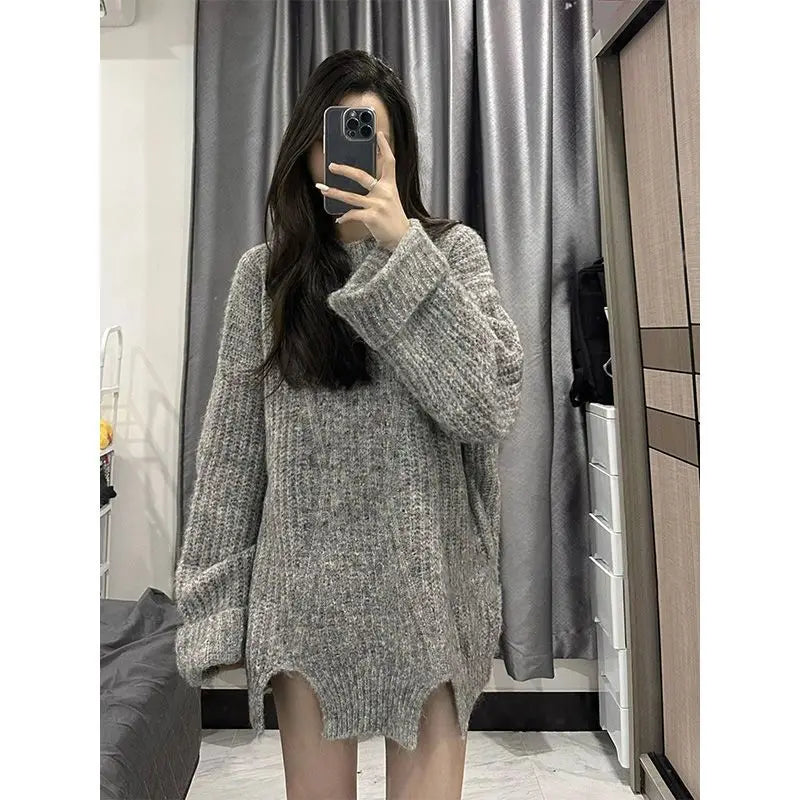 Women 2023 Autumn Winter New Suits O-neck Sweater Knit Pullover Tops Female Straight Denim Pants Ladies Two Piece Sets R603 - Novo Fusion